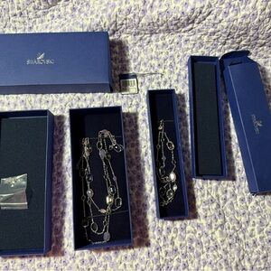 Swarovski Silver Multi-Stone Layered Necklace Set with Pastel Accents